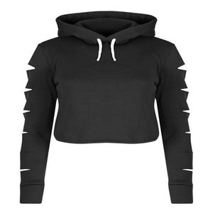 Sudadera con Capucha Bordada para Mujer, Sudadera Corta de Invierno, 100% Algodón, Sexy - Product Image 2