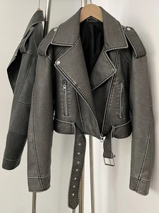 Vestes en cuir véritable de courte longueur OEM en gros, veste en cuir véritable coupe-vent, veste élégante de style hip-hop, vestes pour femmes - Product Image 3