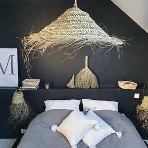 Moroccan Chandelier Pendant <b>Light</b> Rattan Lampshade <b>Parasol</b> Ceiling Lamp Seagrass Braided Lamp Wicker Lampshade Wicker Braided - Product Image 4