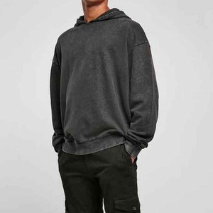 Sweats à capuche pour hommes en détresse Vintage Sweat à capuche surdimensionné Couples Streetwear avec lavage à l'acide - Product Image 6