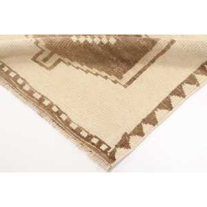 พรมขนาด 3.3x9.5 ฟุต, พรมตุรกีโบราณ, พรมลายอิคัตสีน้ำตาล - Product Image 5