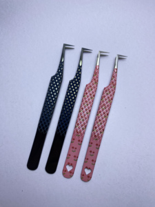 Ensemble de pinces à cils professionnelles légères réutilisables antidérapantes en forme de L, outils en acier inoxydable lisses et pointus pour les cils - Product Image 5