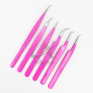 Pince à épiler d'extension de cils enduite de poudre Ombre 90 degrés en acier inoxydable durable ventilateur conique privé faisant pour les cils - Product Image 6