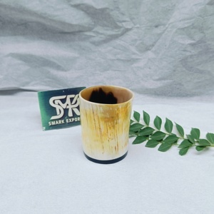 Vidrio de cuerno de buey de búfalo natural hecho a mano para cerveza artesanal, vino y agua, personalizable con diseño rústico clásico - Product Image 1