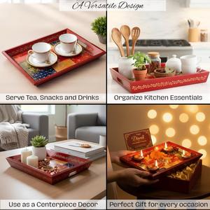 Bandeja de Servicio de Diseño con Recubrimiento de Esmalte de Madera MDF, Bandeja de Mesa de Alta Calidad para Hoteles y Restaurantes - Product Image 2