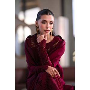 Conjunto ZAIB de 3 Piezas: Camisa de Chifón con Bordado Chikan, Dupatta de Tela Khaddi con Bordado y Pantalones - BIC-4896 - Product Image 2