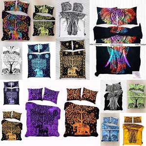 Queen Size Reversible Duvet Cover Set Beautiful Cotton Animal Print Bedding with Elephant and Tree Comforter Quilt Cover - Product Image 2