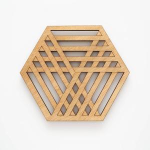 Laser <b>Cut</b> Wooden Geometric Trivet Modern Hexagon Hot Pad Heat Resistant Kitchen Coaster Wood Table <b>Mat</b> for Pots and Pans - Product Image 3