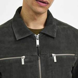 100% Genuine Leather <b>Suede</b> Moto <b>Jacket</b> Turn Down Collar Zipper Closure Solid Color Autumn Regular Fit Biker Style Leather <b>Jacket</b> - Product Image 6