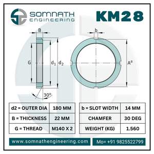 Tuercas de bloqueo KM28 de alta calidad M140X2.0, contratuerca de eje de rodamiento métrico de precisión para montaje seguro de acero inoxidable - Product Image 2