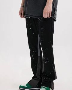 Pantalon de jogging évasé à panneaux multiples pour hommes, pantalon de survêtement Streetwear respirant à taille haute élastique pour la course et - Product Image 2