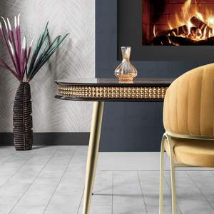 Mesa de Comedor Redonda Moderna Rosse con Tapa de Mármol y Patas de Metal, Diseño Estable para 6 Personas, de Turquía, para Hogar, Restaurante, Hotel - Product Image 5