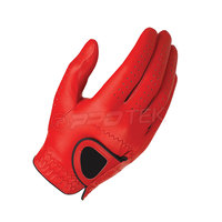 Gants de golf en cuir véritable Cabretta rouge solide de haute qualité avec accessoires de golf de qualité avec logo personnalisé