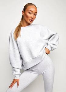 2025 Sudadera de cuello redondo de gran tamaño personalizada para mujer, sudadera 100% de algodón de alta calidad para mujer, sudadera pesada - Product Image 4