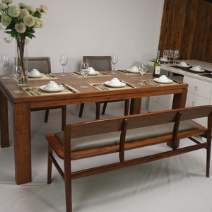 Ensemble de salle à manger finition lisse milieu du siècle moderne brun riche parfait pour les réunions de famille construction en noyer massif | SWT505P6 - Product Image 2