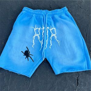 Pantalones cortos de lavado ácido para hombre vintage personalizados 100% algodón de talla grande sólido informal con cordón 3D estampado de burbujas de espuma de pantalla de talla grande para hombre - Product Image 3