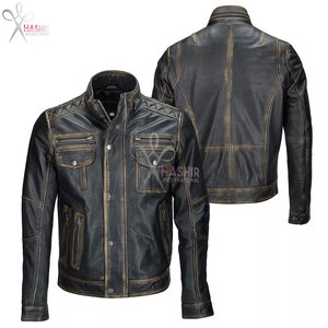 Chaqueta de Motociclista Unisex de Cuero PU con Cuello Alto, Tela de Lona, Color Negro Marrón, Cuero Premium Desgastado para Motocicleta - Product Image 2