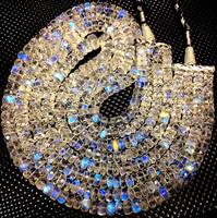 Perles de pierre de lune bleue naturelle de qualité AAA+, rondes, brillantes, à facettes, de haute qualité, Mehrajudin Gems