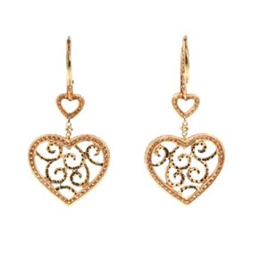 Boucles d'oreilles en forme de coeur avec diamant noir et blanc pour femme - Product Image 2