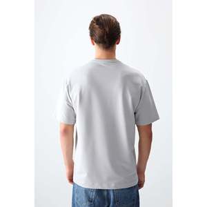 T-shirt basique pour homme en coton texturé épais et doux, coupe ample - 88377 - Stone - Product Image 6