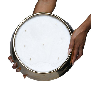 Bougeoir et support en acier inoxydable poli à l'or de forme ronde de conception simple - Product Image 2