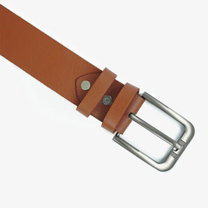Ceinture en cuir écologique élégante et décontractée, tailles régulières et grandes tailles, ceinture en cuir marron faite à la main avec boucle en acier - Product Image 4