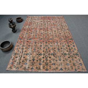 พรมปูพื้นสไตล์ตุรกีโบราณสีเบจ5.2x7.8ฟุต, พรมขนสัตว์เย็บปะติดปะต่อกันมีแผ่นยางรองสำหรับวัยรุ่น - Product Image 1