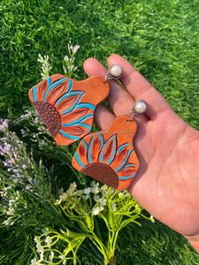 New Arrival Western Style Hand Tooled Carving Leather <b>Earrings</b> Women Cute Trendy Teardrop <b>Earring</b> Tooled Leather Fashion Jewelry - Product Image 5