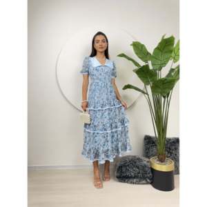 Vestido de Gasa con Cintura Imperio y Capas, Modelo 2026 - Product Image 3