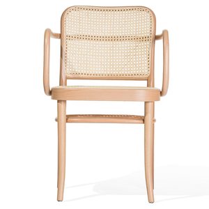 Chaise de salle à manger en bois de teck massif au design moderne avec assise et dossier en rotin tissé pour intérieur et extérieur - Product Image 2