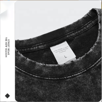 NOUVEAU T-shirt décontracté en jean pour homme, coupe oversize, col en V, 100 % coton, délavé à l'acide, respirant, style streetwear vintage, 220g, collection été 2022