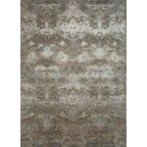 Kavi Grey & <b>Black</b> Hand Knotted Wool & Bamboo Silk Abstract Plush Rectangle <b>Rug</b> for Hallway-Esk-405 - Product Image 1