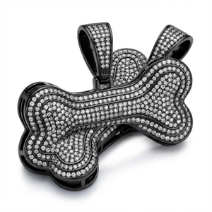 KRISHNAM JEWELS - Collar Unisex de Alta Calidad con Colgante de Hueso de Perro con Diamantes de Imitación, Joyería Hip Hop Personalizada con Circonitas Cúbicas - Product Image 2
