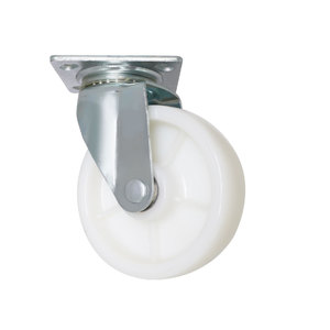 CCE 6 Inch White <b>Roller</b> Caster Nylon Wheels Chrome Coating Flat Free 660-lbs Load Capacity - Product Image 1
