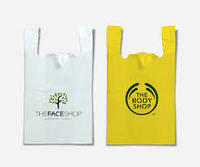 Sacs de courses en polyéthylène haute densité (HDPE) de haute qualité, imprimés en gravure avec logo personnalisé de la marque AAB HARVEST, recyclables, pour supermarchés.