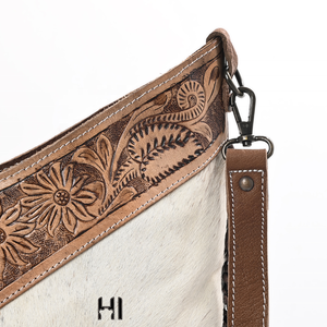 Sac bandoulière hobo vintage en cuir de vachette véritable pour femme – Style western avec franges en daim et design gravé - Product Image 5