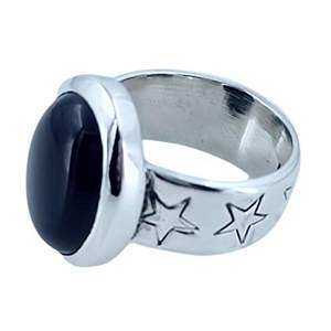 Navya Craft Handmade 925 Sterling Silver Women's <b>Statement</b> <b>Ring</b> Boho Style Black Onyx Oval Claw Sizes 4-13 for Christmas - Product Image 1