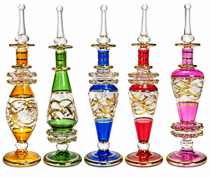 Flacons de parfum en verre soufflé à la main, flacons d'attar de luxe faits à la main avec décoration dorée, conteneurs d'huile de parfum traditionnels colorés - Product Image 6