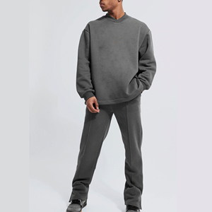 Conjunto de 2 Piezas de Sudadera con Capucha y Pantalones Deportivos Vintage, Estampado DTG Personalizado, Traje Deportivo Acampanado, Lavado Ácido Decolorado, Chándal con Cremallera para Hombre - Product Image 5