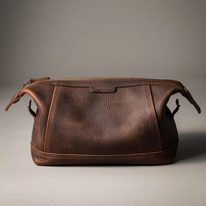 กระเป๋าหนังแท้อินเดียสำหรับเดินทางชุดเครื่องแป้ง Dopp ชุดที่โกนหนวดและของใช้ในห้องน้ำ - Product Image 1