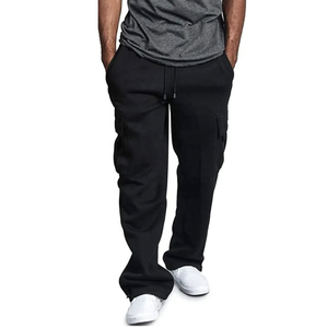 Pantalon de survêtement cargo en molleton lourd pour homme, pantalon baggy de sport, avec poches, taille plus, bas d'hiver actif avec coupe confortable - Product Image 4