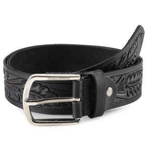 Durable Full Customized Handmade Black Western Leather Tooling <b>Belt</b> Hand Carved Designer Leather <b>Cowboy</b> <b>Belt</b> and Accessories - Product Image 2
