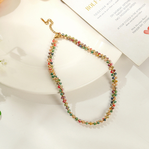 Collar de cristal con cuentas, collar de joyería inspirado en la moda, collar de cadena con cuentas, collar de moda, collar chapado en oro - Product Image 4