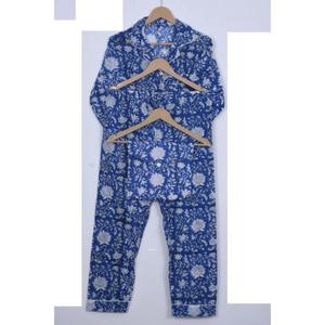 Nouveau pyjama pour femmes en satin 100% coton, ensemble 2 pièces, doux, à boutons, manches longues, vêtements de nuit, vêtements de détente, automne, taille élastique - Product Image 1