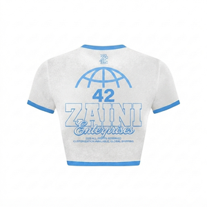 Camiseta Deportiva Premium de Poliéster de 180 GSM, Blanca y Azul, Tela Suave, Logotipo Personalizado por Sublimación - Product Image 2