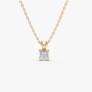 Pendentifs de bijouterie fine cloutés en or/argent rose Zircon/Moissanite/diamant de laboratoire/diamant naturel certifié GIA Princess Cut Diamond - Product Image 2