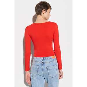 Blusa Casual Asimétrica con Cuello Redondo y Manga Corta, con Lazo en la Cintura, de Alta Calidad, en Organza, Satén, Seda y Algodón, con Logotipo Frontal, Talla Única XS-XL - Product Image 4