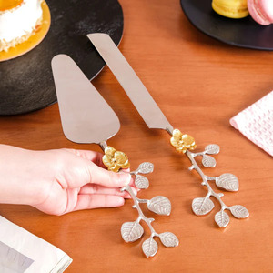 Excellent Design Metal Gold Plated <b>Cheese</b> Knives <b>Set</b> with Floral Twigs Handle for Breakfast Serving <b>Cheese</b> <b>Set</b> - Product Image 1
