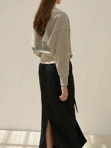 2025 Premium Heavy <b>Weight</b> Cotton Women's Long Sleeve Fleece Sweatshirt Custom Front Plain Crew Neck Eco-Friendly-for Autumn - Product Image 3