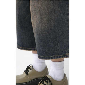 กางเกงขาสั้นผ้ายีนส์แนวสตรีทของผู้ชายกางเกงขาสั้นผ้ายีนส์100% มีซิปแบบวินเทจสำหรับผู้ชายยาวลำลอง - Product Image 4